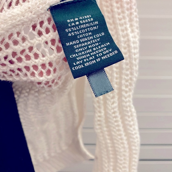 Lauren Ralph Lauren Size M Pink White Ombre Loose Knit Linen Cotton Sweater - Picture 3 of 3